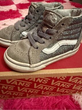 Vans Kids Gray Glitter High-Top Sneakers